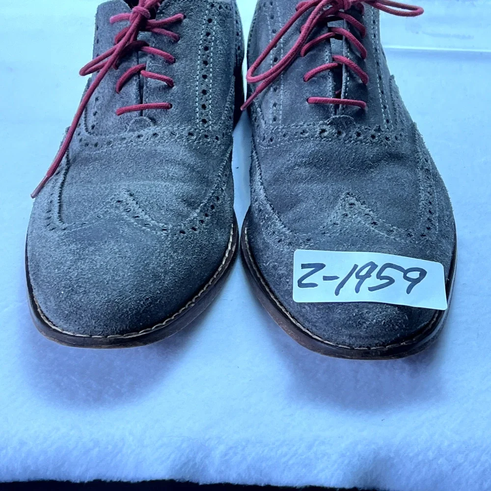 Cole Haan Dress Shoes Mens 11M Wingtip Colton Lace Oxfords Gray Distressed Suede